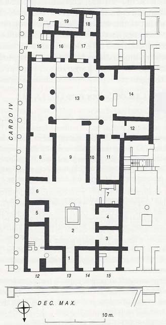 Herculaneum VI.13. Casa del Salone nero or House of the black salon or room
Plan